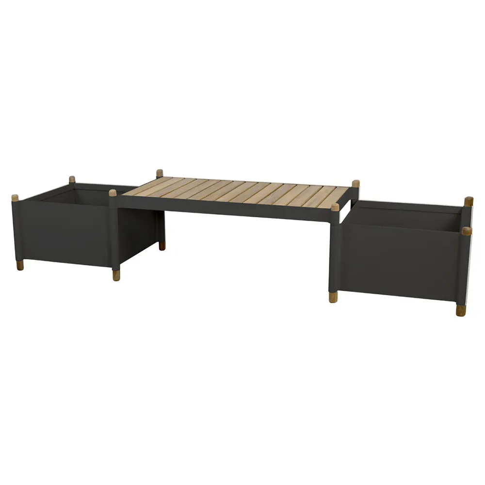 Sticks planter benk inkl. 2 plantekasser Teak/lava grey