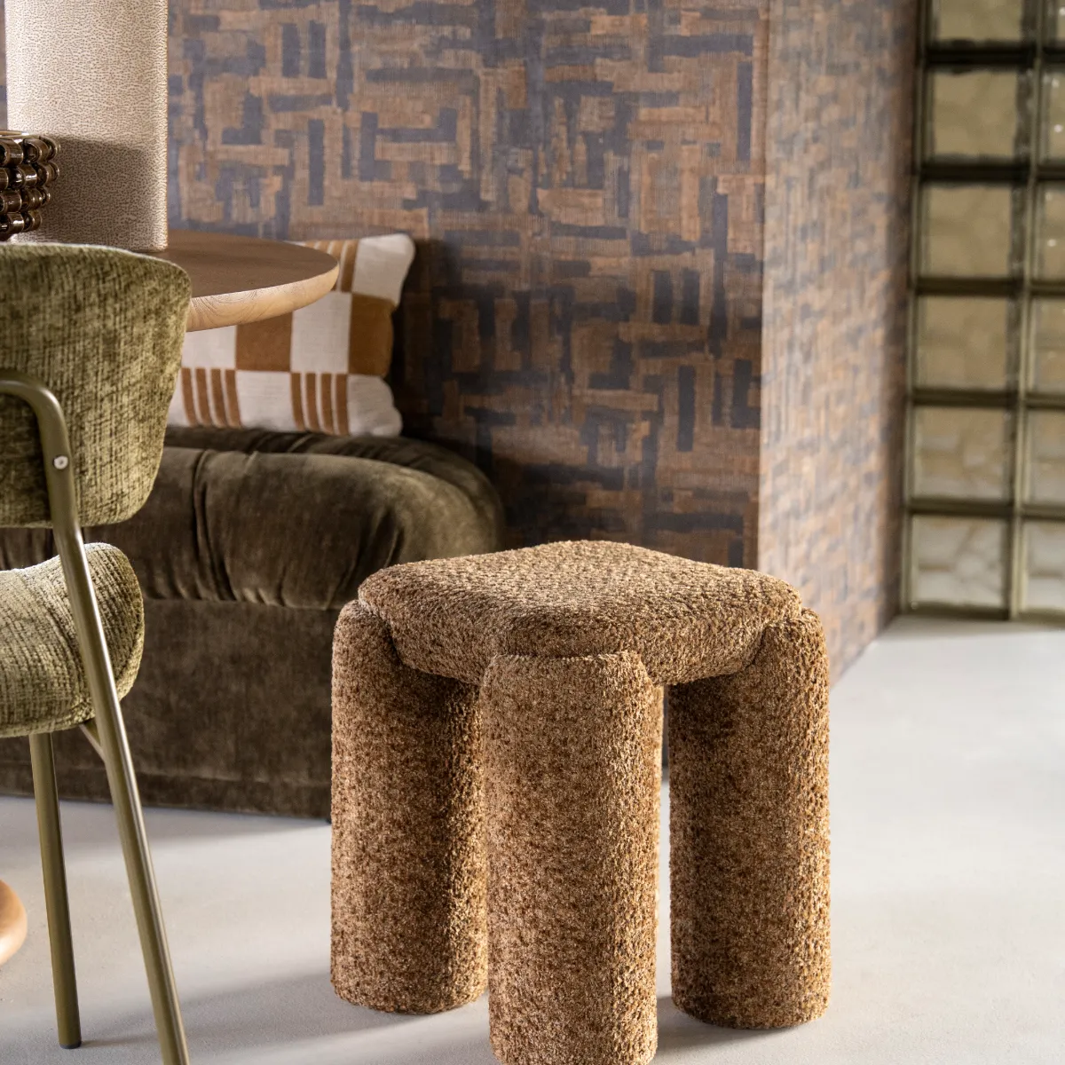 Stool Omla - mustard 42,5x42,5x47 cm