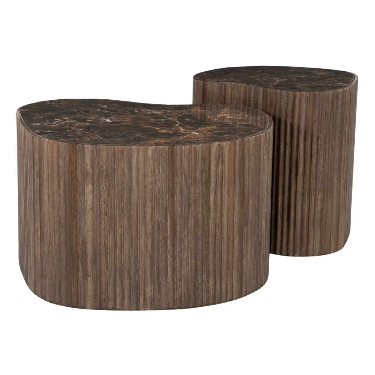 Nice (set of 2) 60x60x37 cm / 42x42x42 cm teak brun