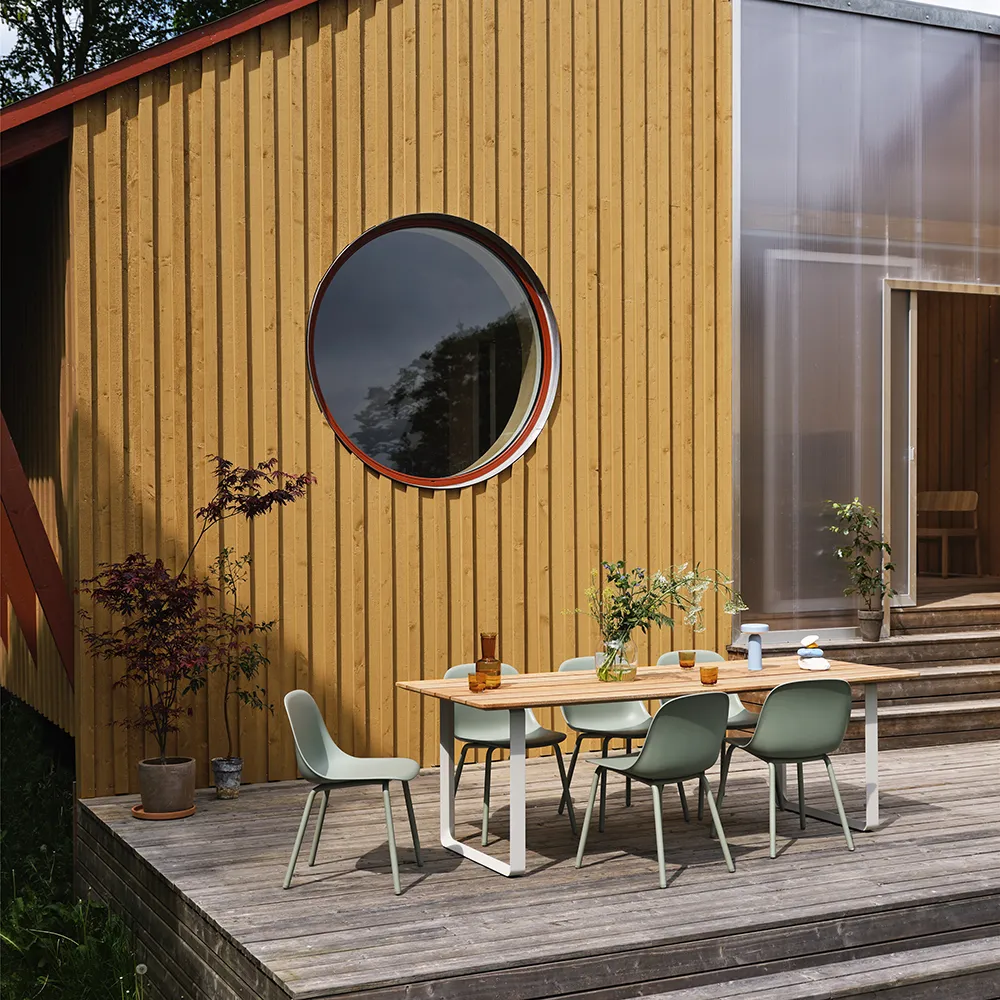 Fiber Outdoor Stol med armlener Dusty Green 