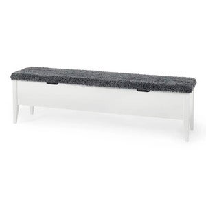 Klinte benk 160 cm hvit med ekte saueskinn