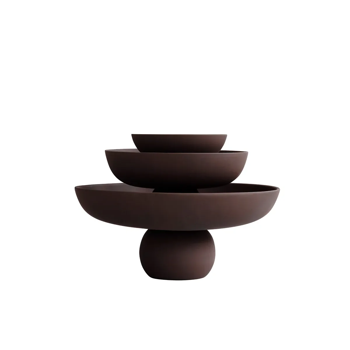 Håndmalt dekorasjonsskål Baburu Big Chocolate Brown Ø 43 cm