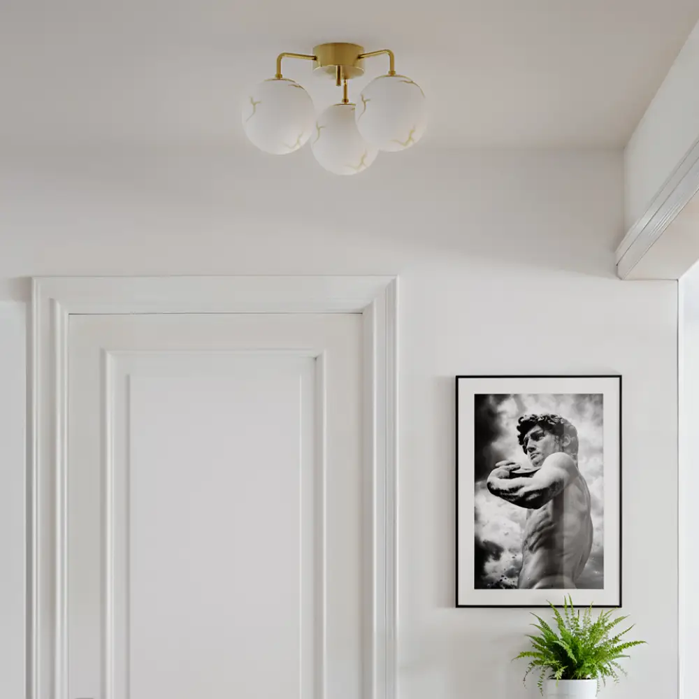 Bellagio taklampe 3-lamper messing/hvit