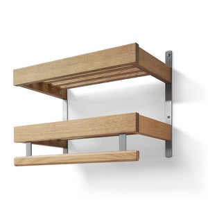 Nadja Hattehylle 50 cm 2 nivåer Oljet eik/slipte stål