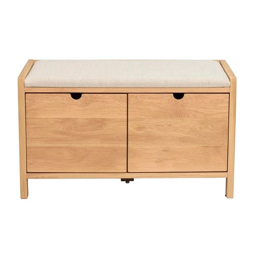 Hillmond oppbevaringsbenk 80 cm eik/beige stoff