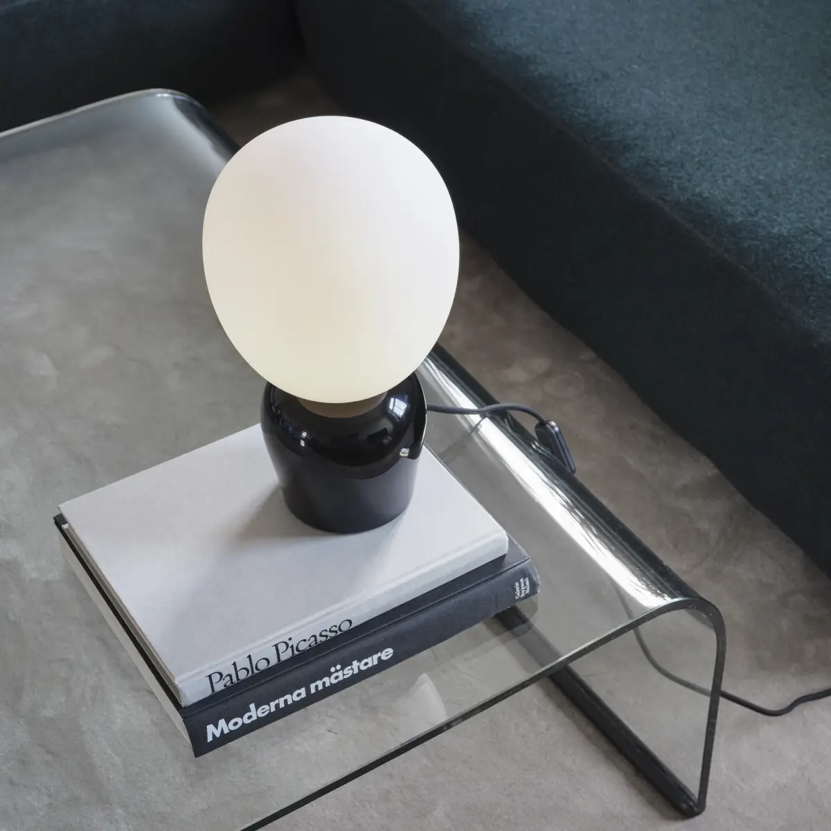 Bordlampe Ø18,4 x H33,5 cm Metall/glass Blank svart