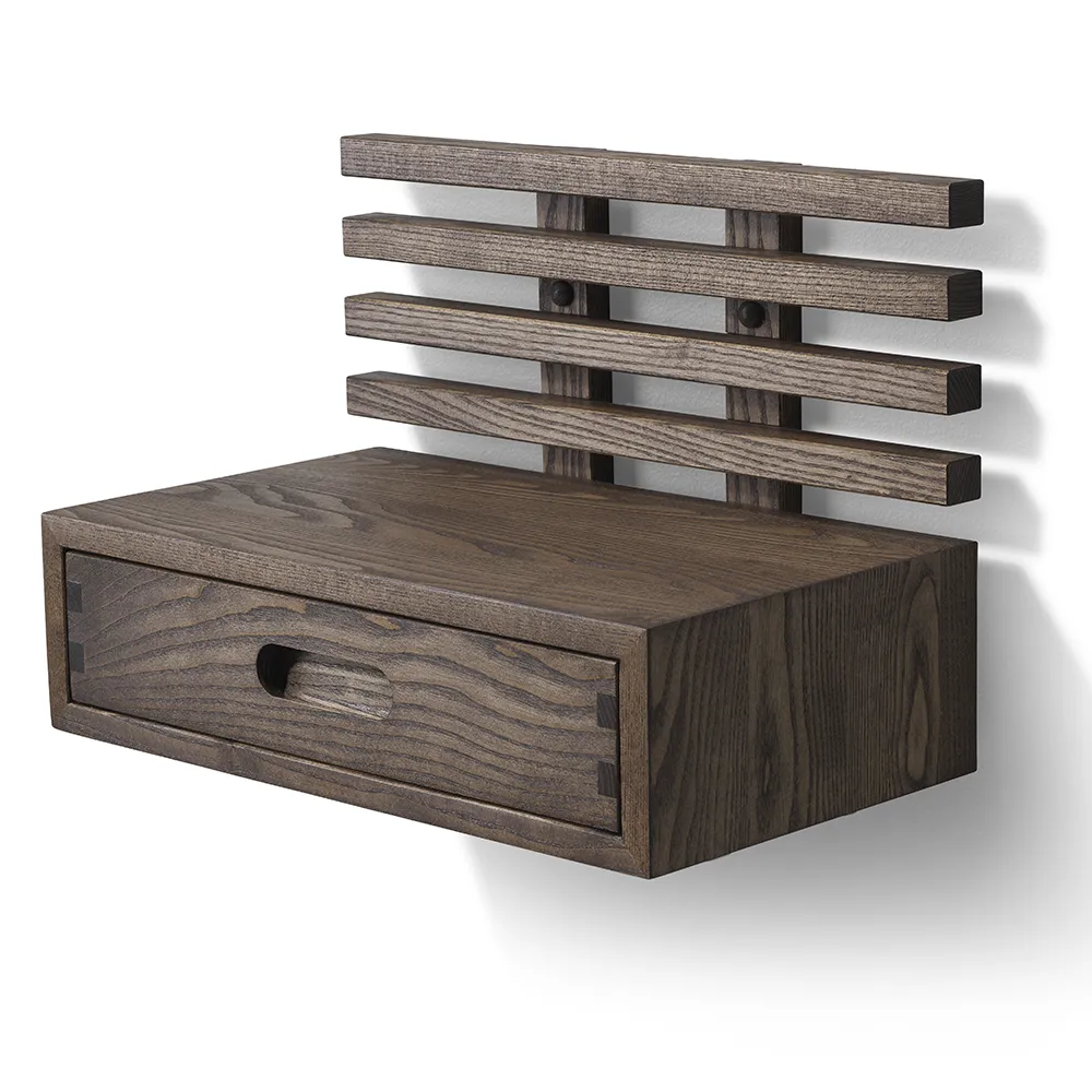 Zece Nattbord med skuff Brun oljet ask