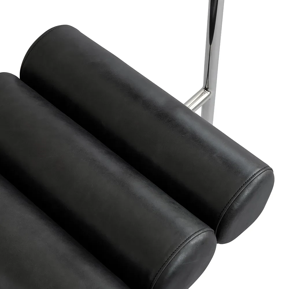 Hiro spisestol i rustfritt stål - anilinskinn svart
