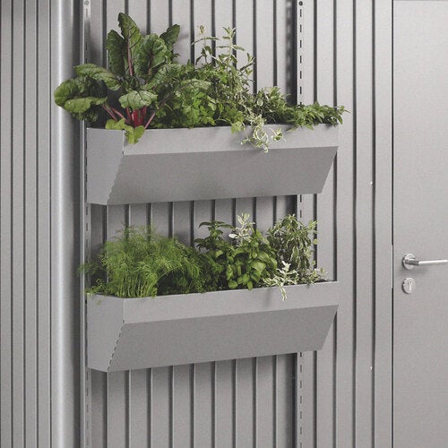 Floraboard Garden shed avantgarde/highline/panorama quarter grey Biohort