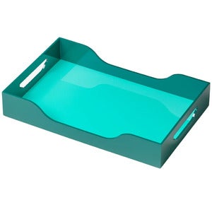 Lacquered Tray - Swell, Turquoise/Green 34x20 cm