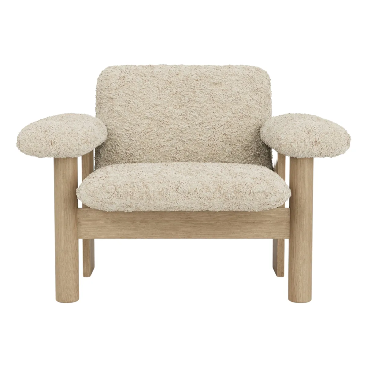 Brasilia loungestol helkledd lav rygg firbent understell massiv eik natur Sheepskin Nevotex Nature