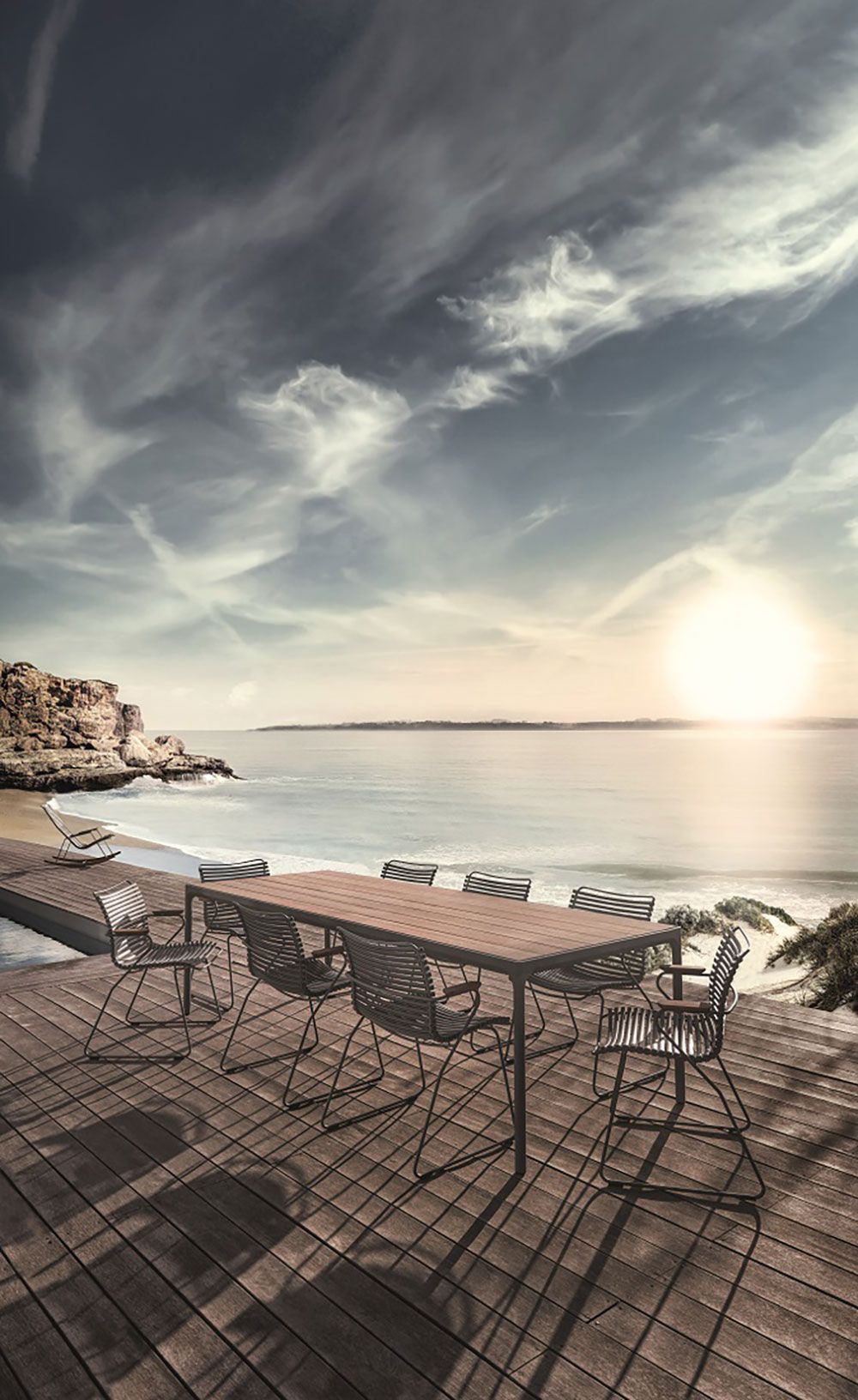 Fire spisebord 90x90 cm svart/bambus aluminium