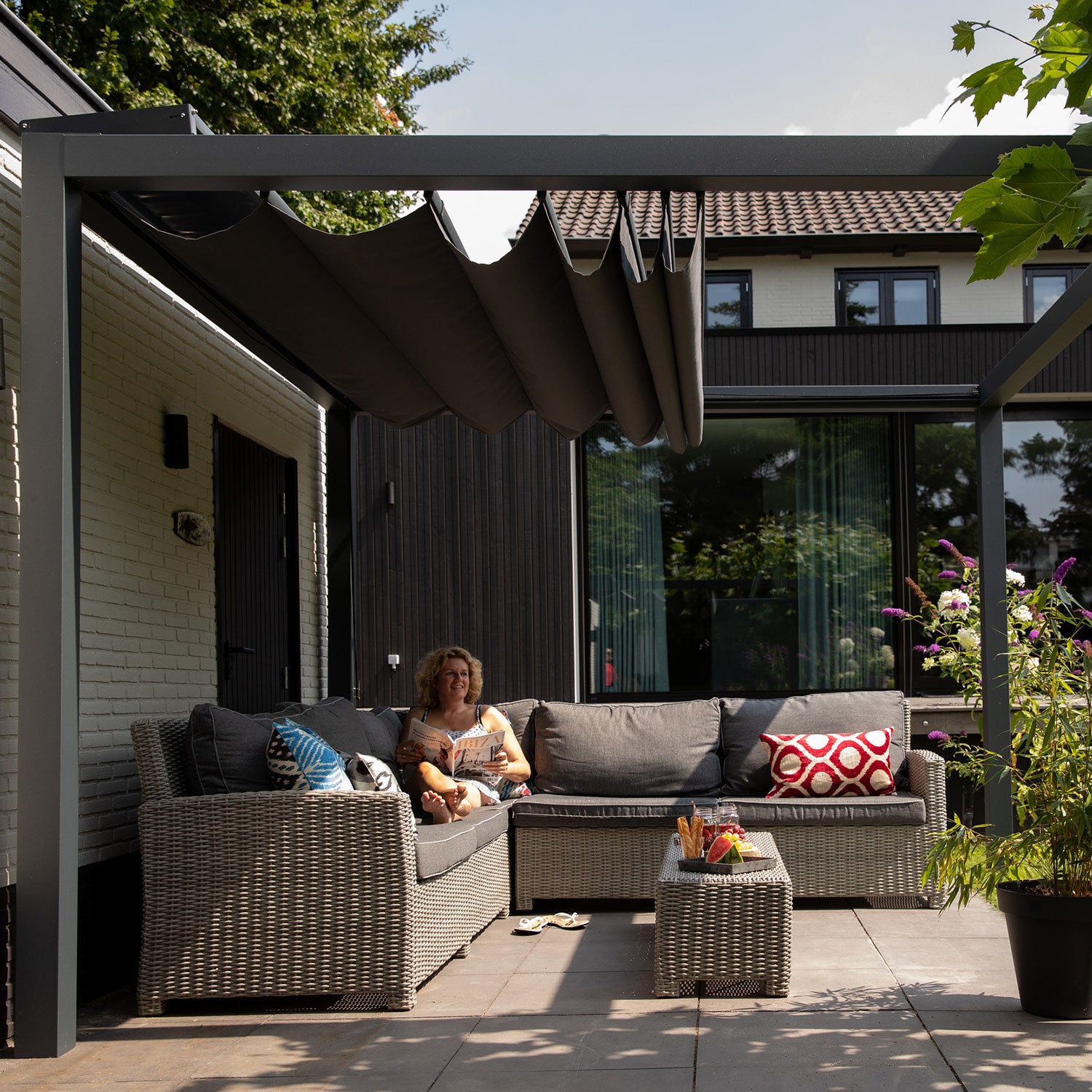 Prosail solseil harmonika vanntett 297x397cm grå