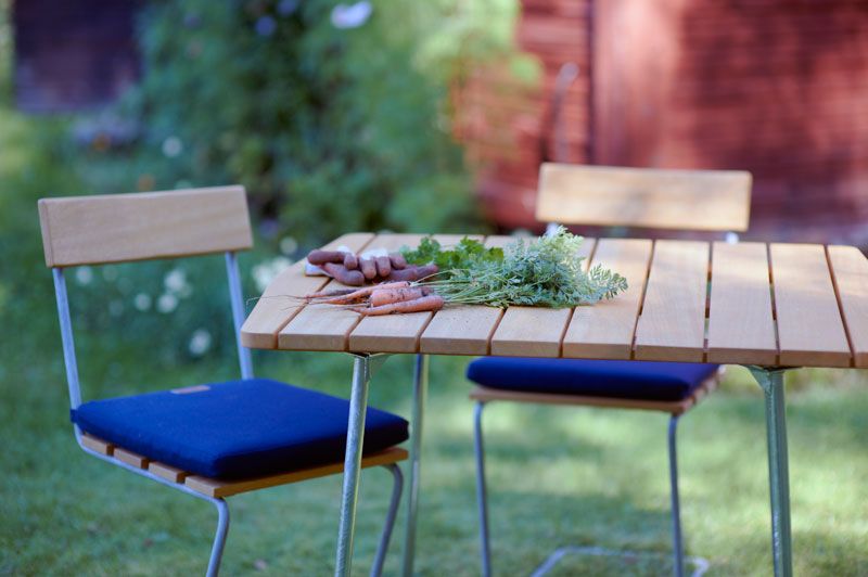 Stol A1 ubehandlet teak/Vvrmforsinket stativ Grythyttan Stålmöbler