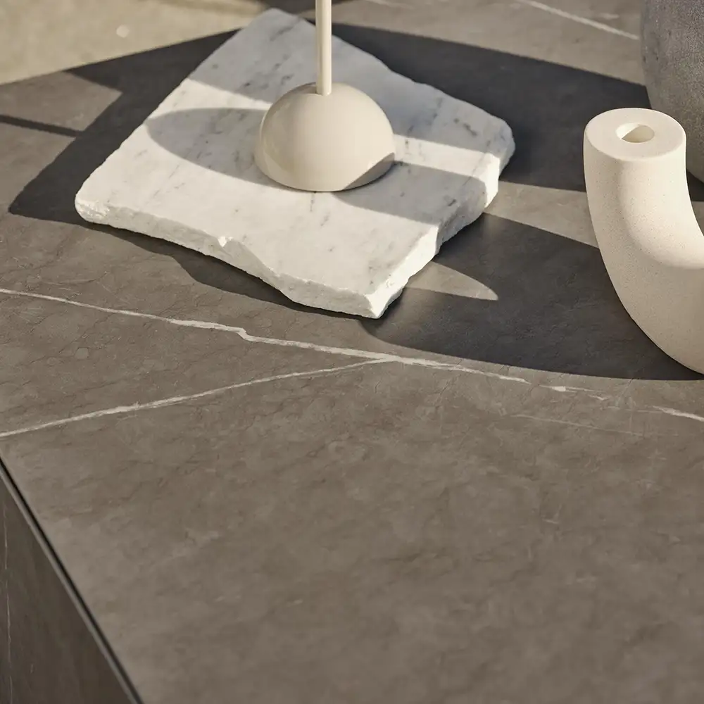 Zten salongbord 80 x 80 i grå marmorlook Brafab