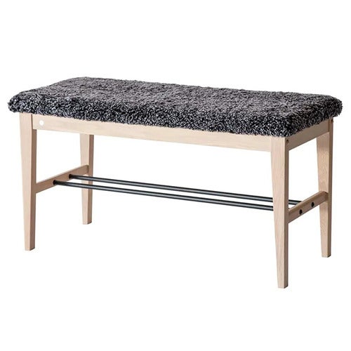 Cora Bench Hvitoljet eik/safeskinn mørkegrå