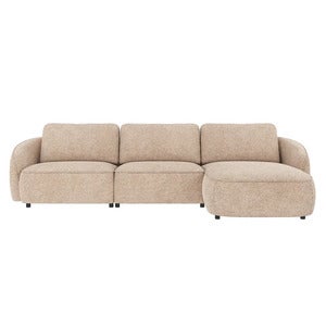 Norris sofa 4-seter sofa chaiselong høyre stoff Anna lys beige