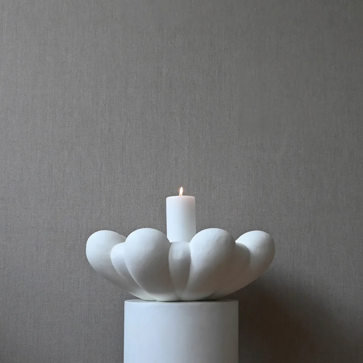 Håndlaget Dekorasjonsskål Bloom Bone White Ø 44 cm