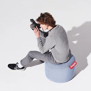Point Stonewashed pouf Misty Blue