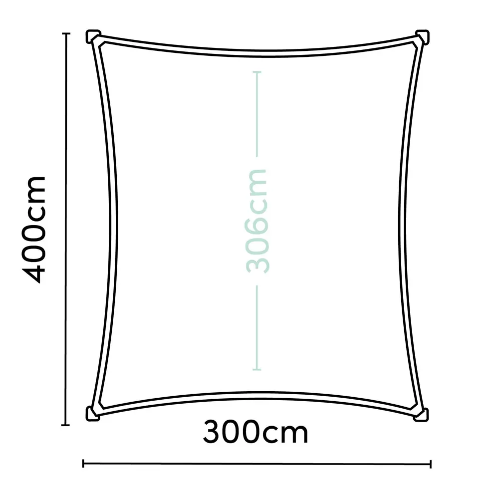 Coolfit solseil rektangulær 300x400 cm greige