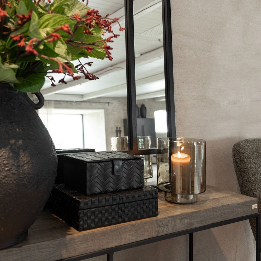 Reef-lykt i glass Ø24 cm - Røykbrun