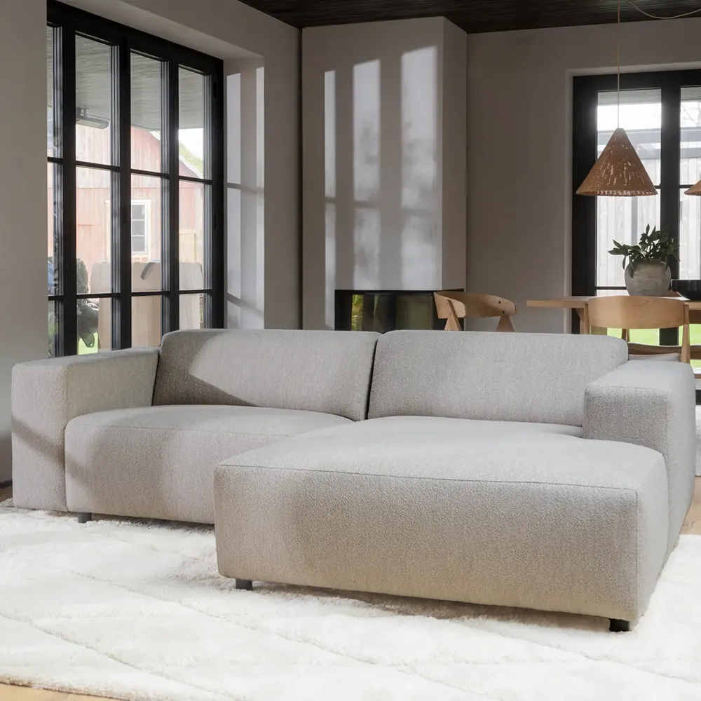 Willard sofa 3-seter sofa med chaiselong høyre stoff Alice lys beige