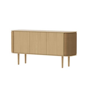 Treasures 3-dørs skap eik/Brown faux leather