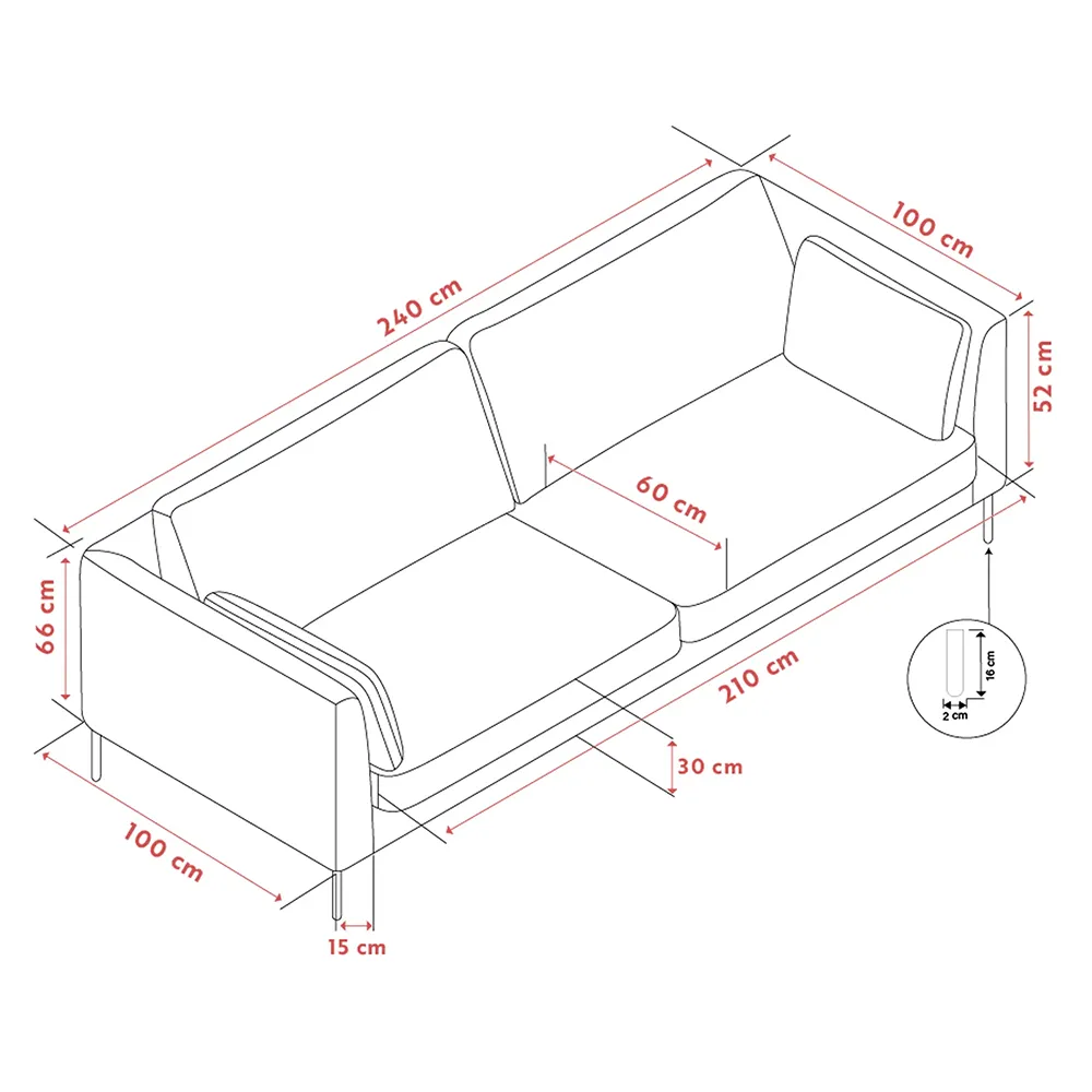 Corwin 3-seter sofa i stoff Rita Lys beige