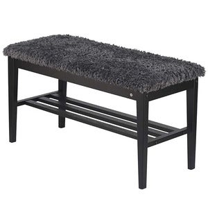 Nadja Bench Svartbeiset eik/safeskinn i mørkegrått utseende