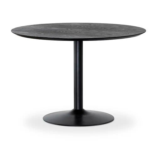 Miles spisebord med trompetfot 110 cm svartbeiset asketrær