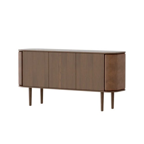 Treasures 3-dørs skap mørk eik/Brown faux leather