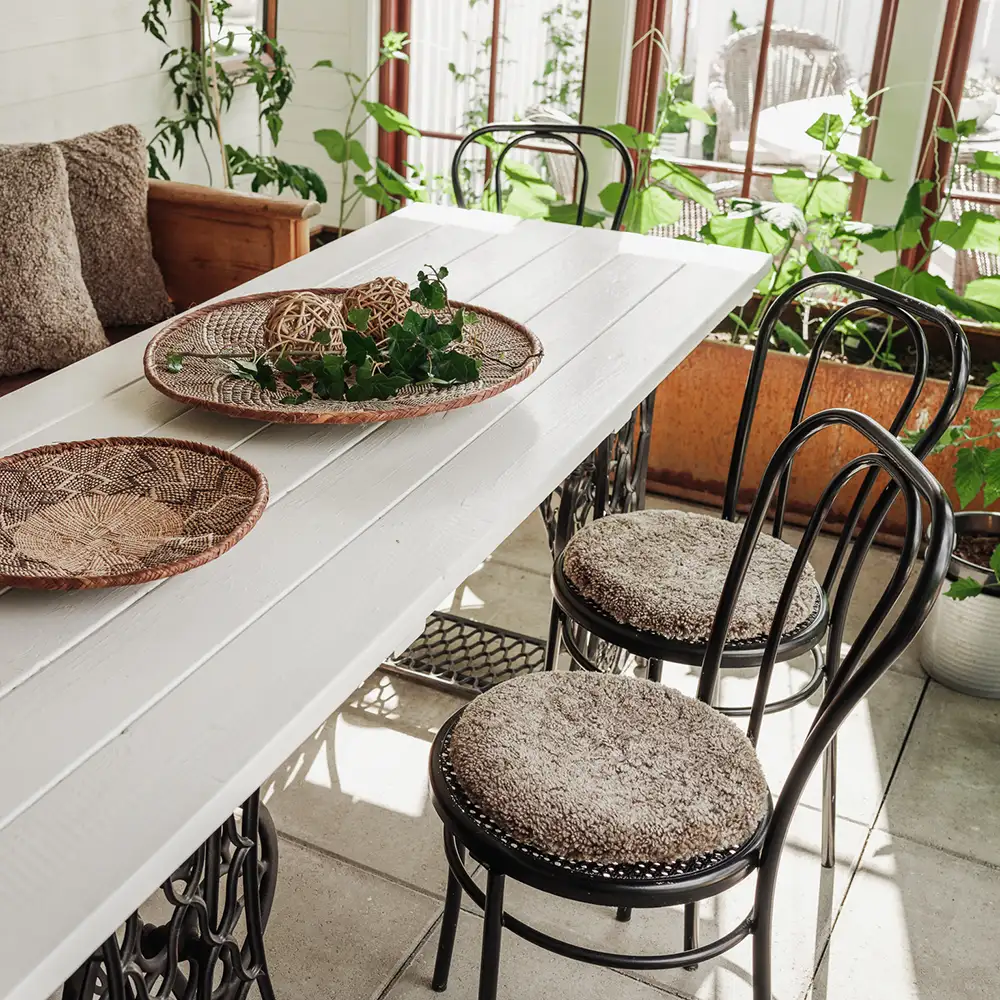 Rund sittepute Ø34 cm Lys brun