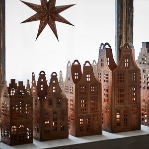 Lyslykt Hus Village 3-pk