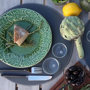 Bordbrikket Ø: 38 cm Brunt skinn