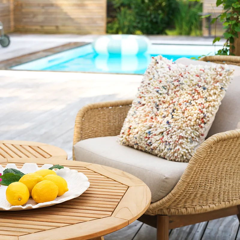 Lily lenestol  Twist straw / Plush wheat / teak