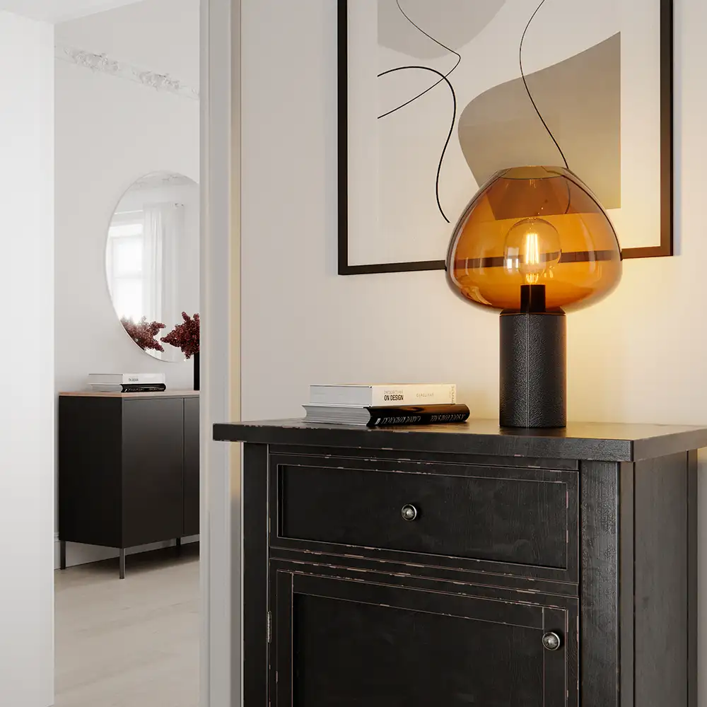 Cozy Bordlampe Svart/Brandy