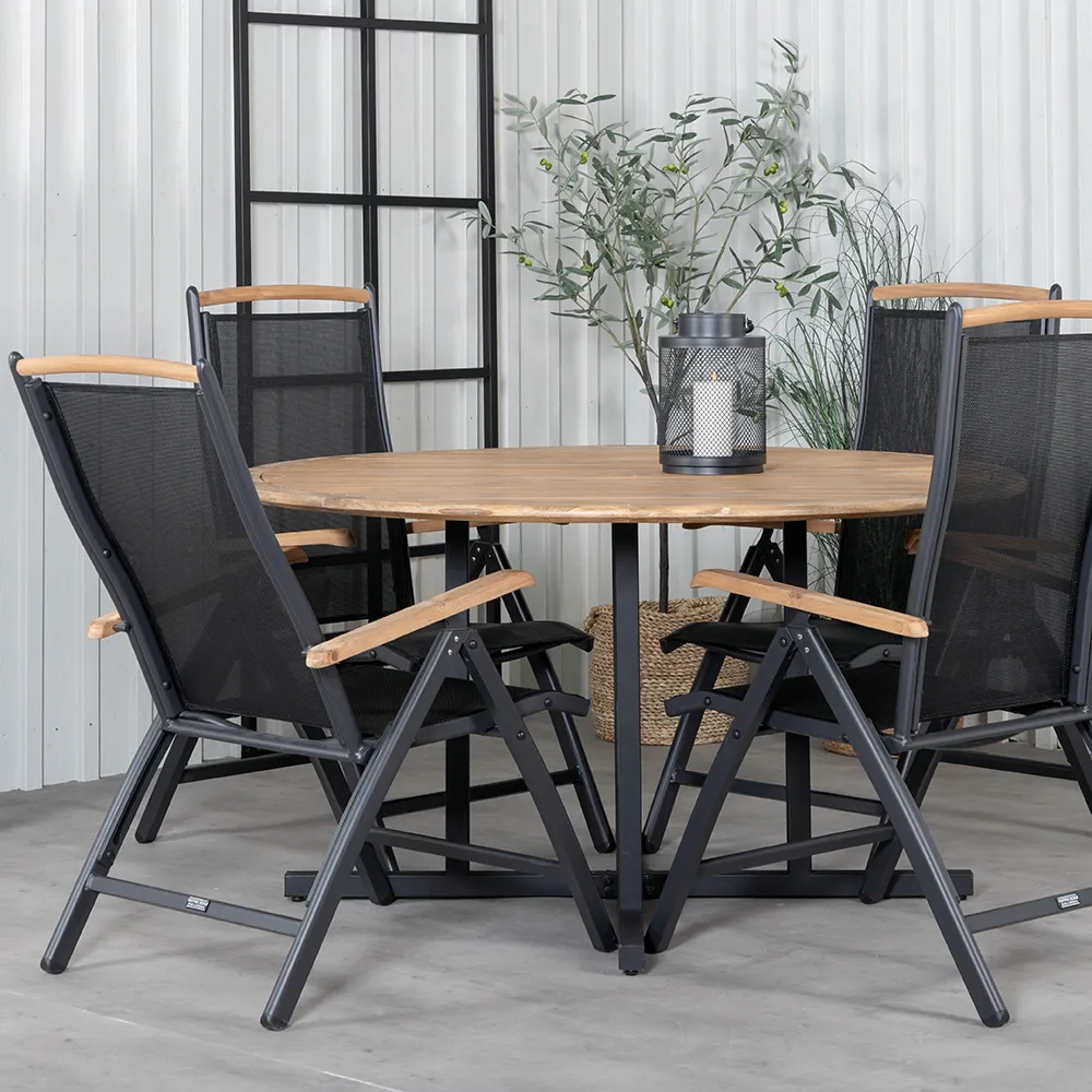 Panama Positionsstol Svart/Teak 2-pakning