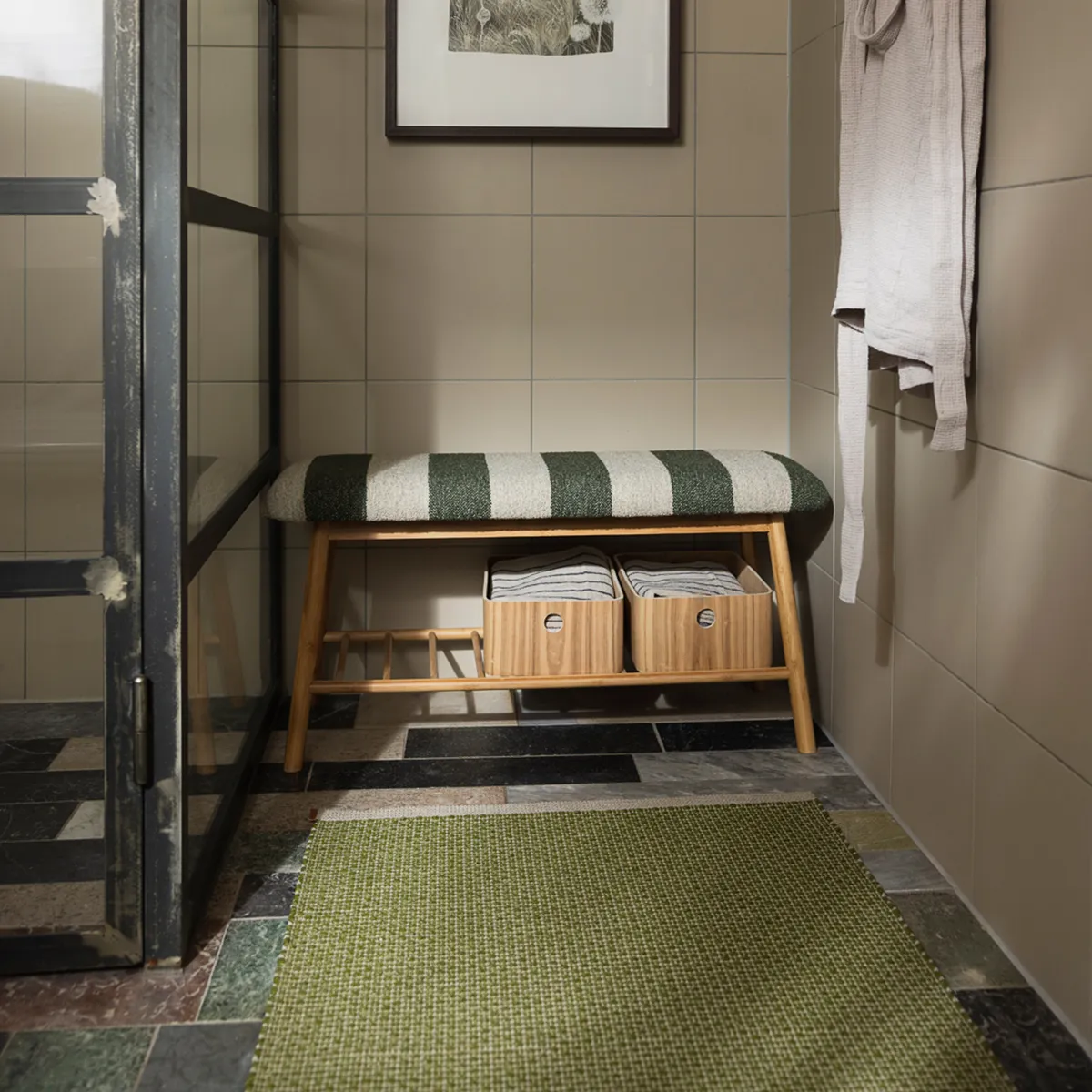 Vaskbar Plastmatte NILS Dark Olive 70x120 cm
