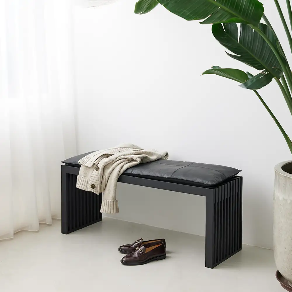 Rib Pute 104 cm Svart skinn