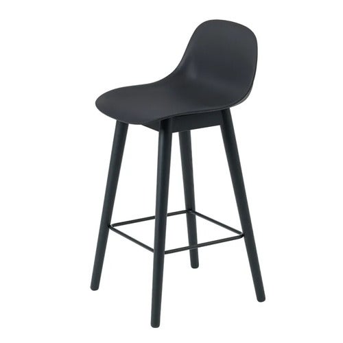 Fiber barstol låg Wood Base - 65 cm - Black/Anthracite