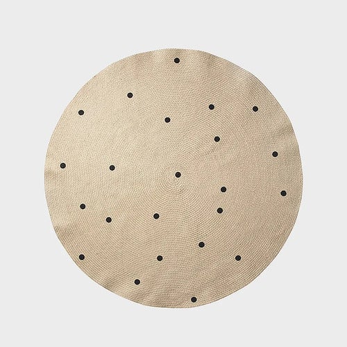 Rund Jutematte med Prikker Large