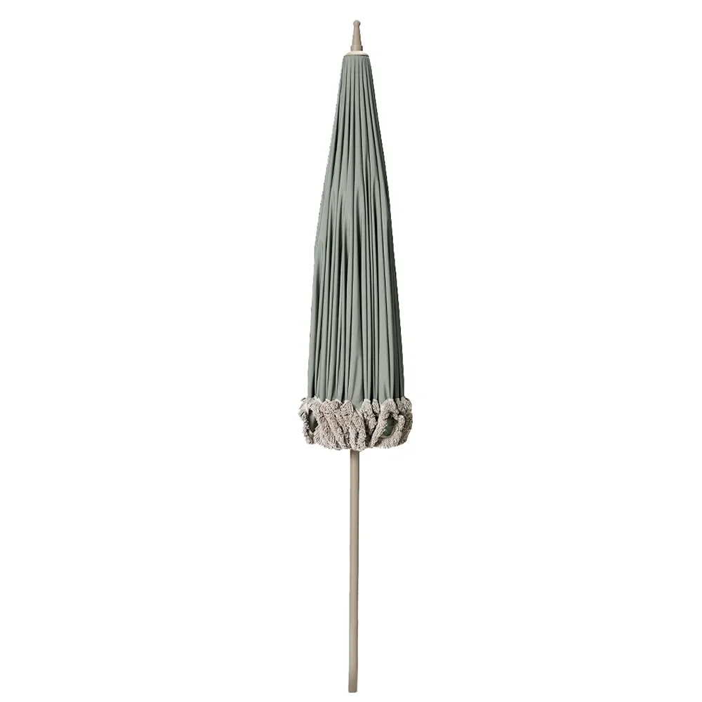Parasol med frynser Ø240 cm Eucalyptus