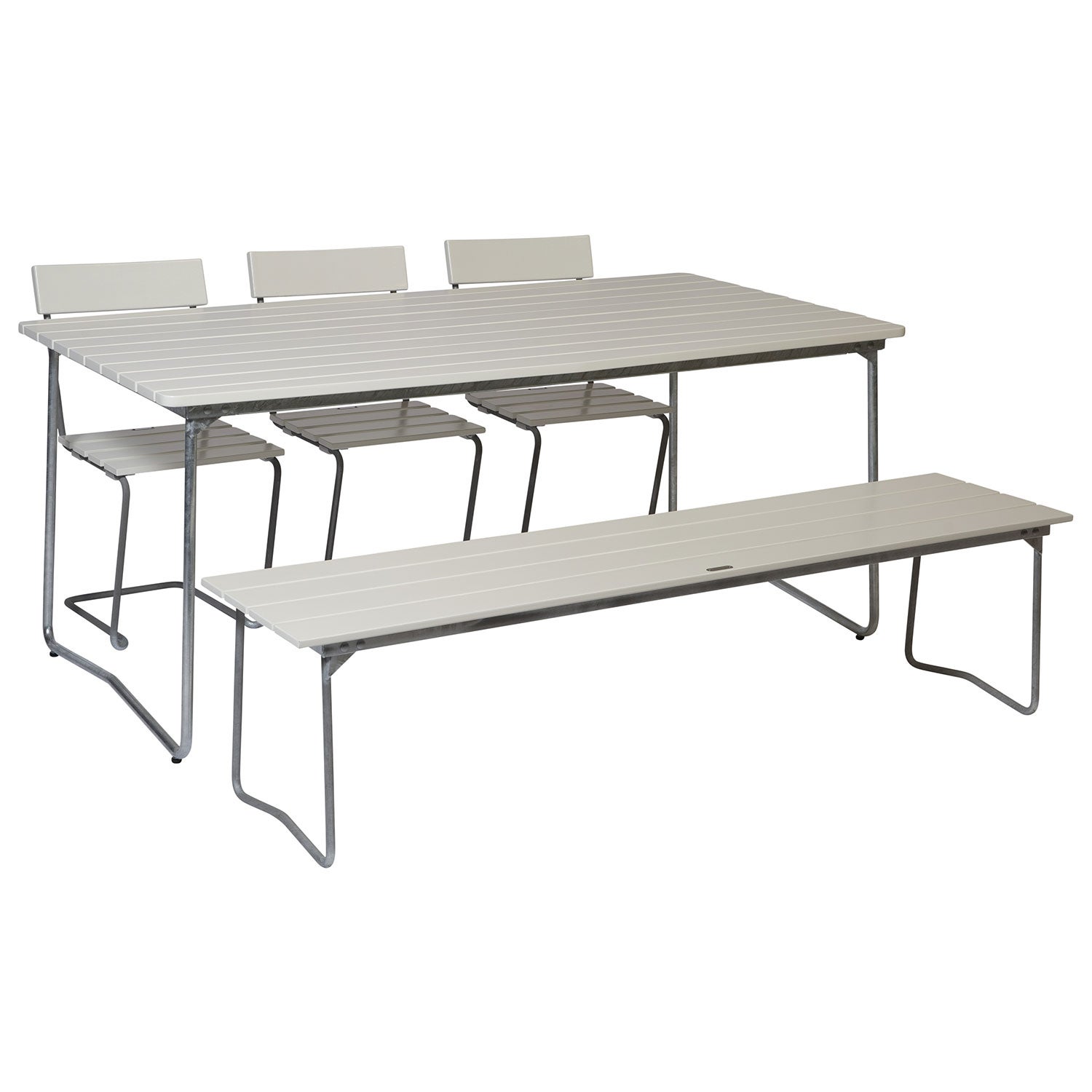 Benk 9 hvitlakkert eik Grythyttan Stålmöbler