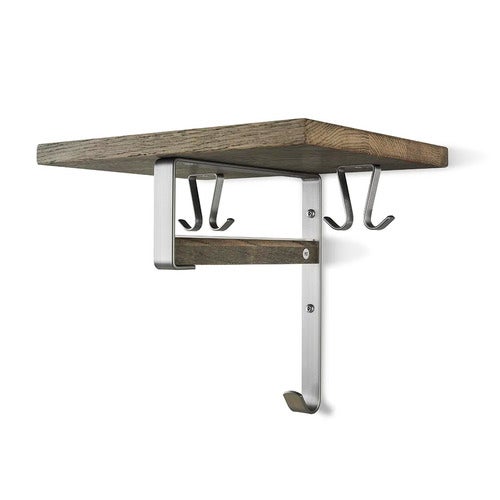 Cott hattehylle røkt eik/slipt stål