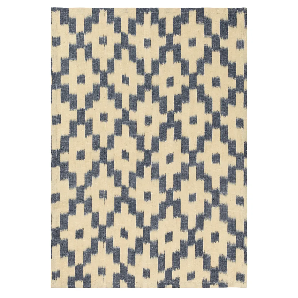 Ikat Kjøkkenhåndkle - Ink Blue/Off-white