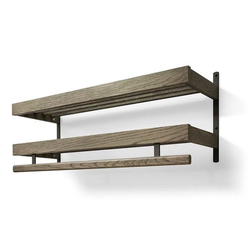 Nadja hattehylle 100 cm 2 nivåer Røkt eik/mattsvart stål