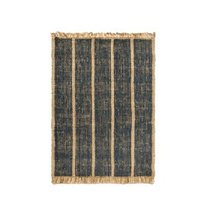 Athens håndvevd jute-teppe 140 x 200 cm – naturlig/blekkblå