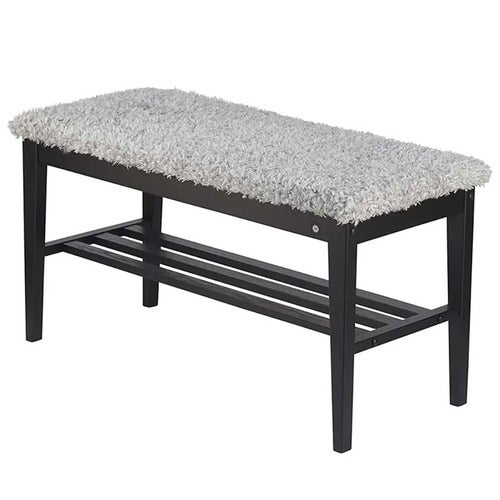 Nadja Bench Svartbeiset eik/safeskinn i lysegrått utseende