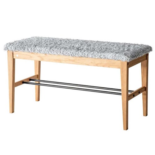 Cora Bench Oljet eik/safeskinn look Lysegrå