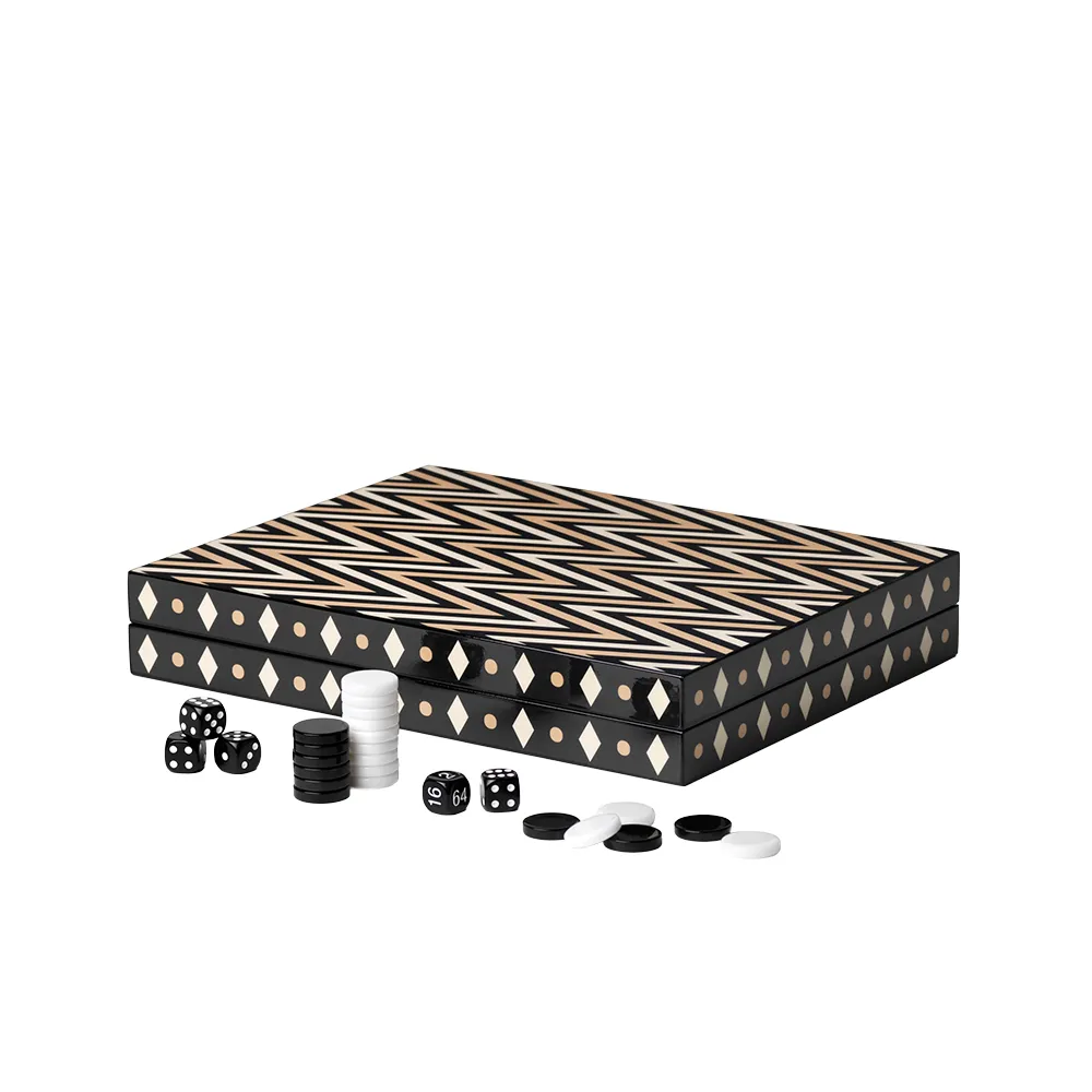Backgammon Lakkert Black